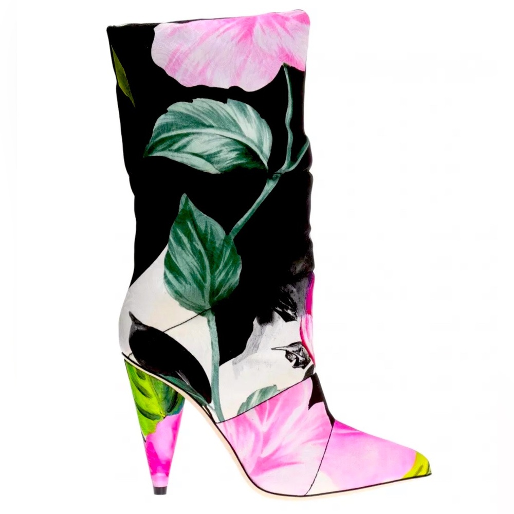 JIMMY CHOO X Off-White Sara 100 floral brocade padded boots Size: 37.5 (New)